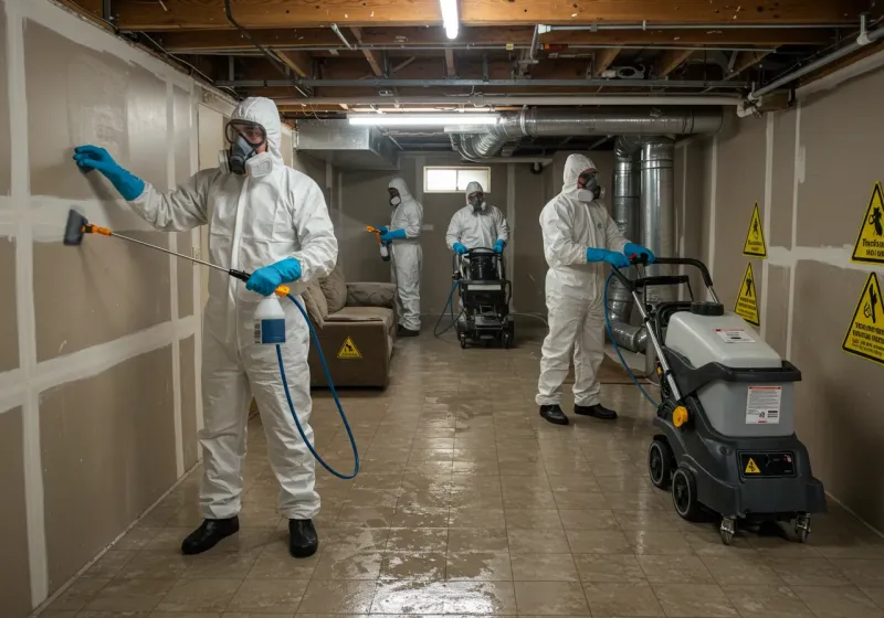 Basement Moisture Removal and Structural Drying process in Oneonta, AL